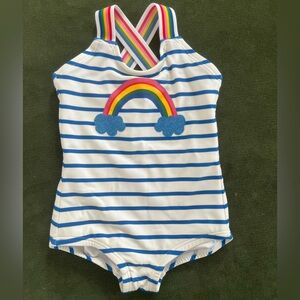 Hanna Andersson Sunblock Rainbow Trim One Piece Suit size 18-24 months